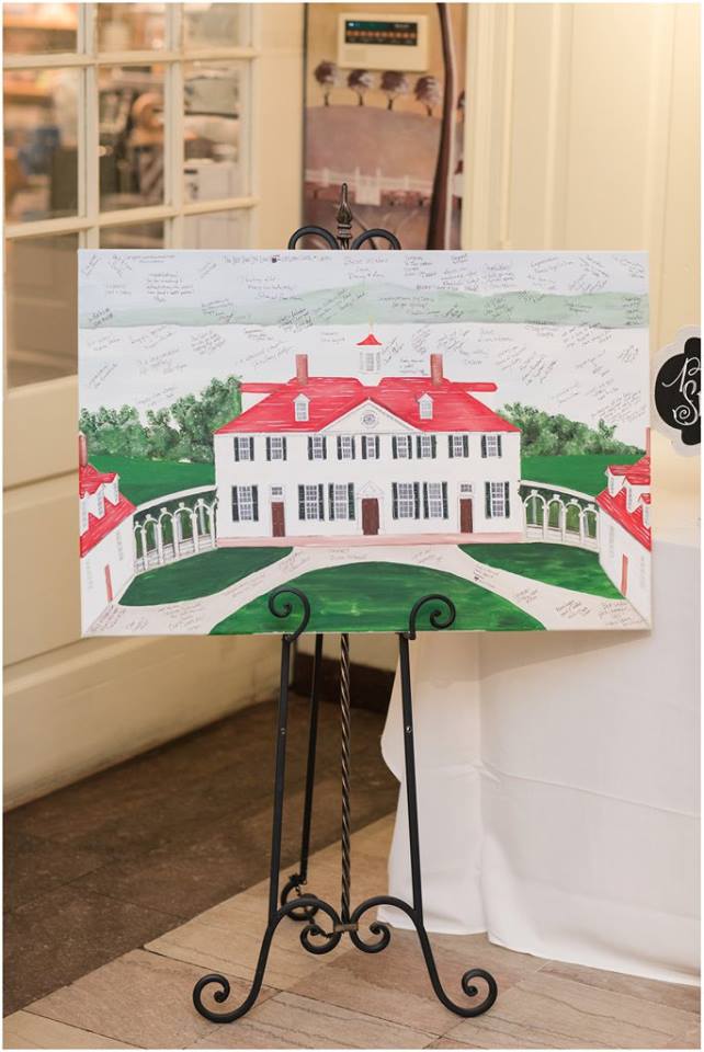 alternative wedding guestbook venue painting featuring George Washington's Mount Vernon