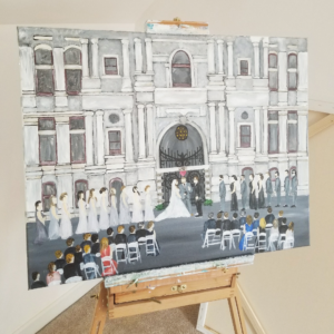 completed philadelphia city hall live wedding painting