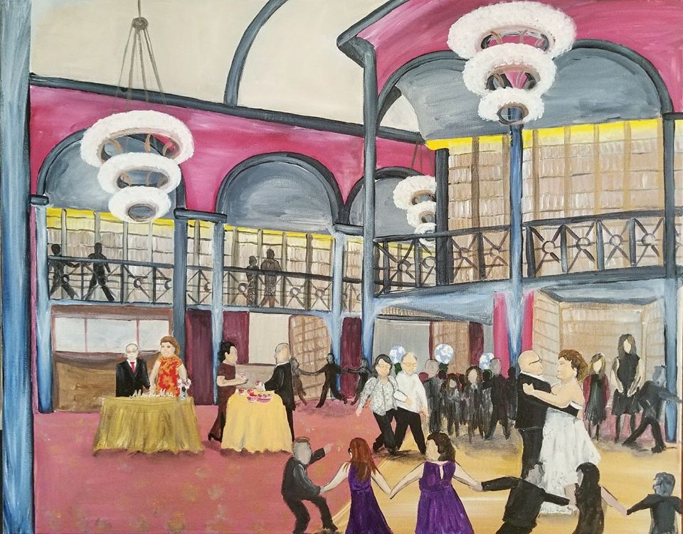 Chicago Illinois law library live wedding painting