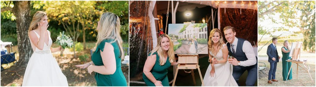 Brittany Branson live painting a wedding at Keswick Vineyards in Charlottesville Virginia