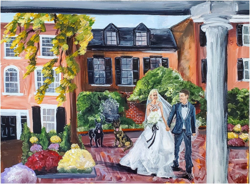 November wedding at The Decatur House in Washington DC. This Ceremony Live Wedding Painting was done by By Brittany Branson.