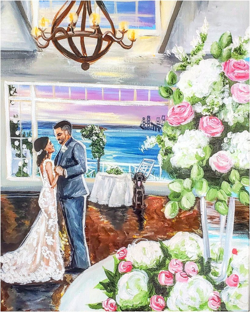 First dance live wedding painting at the Chesapeake Bay Beach Club on Maryland's Eastern Shore
