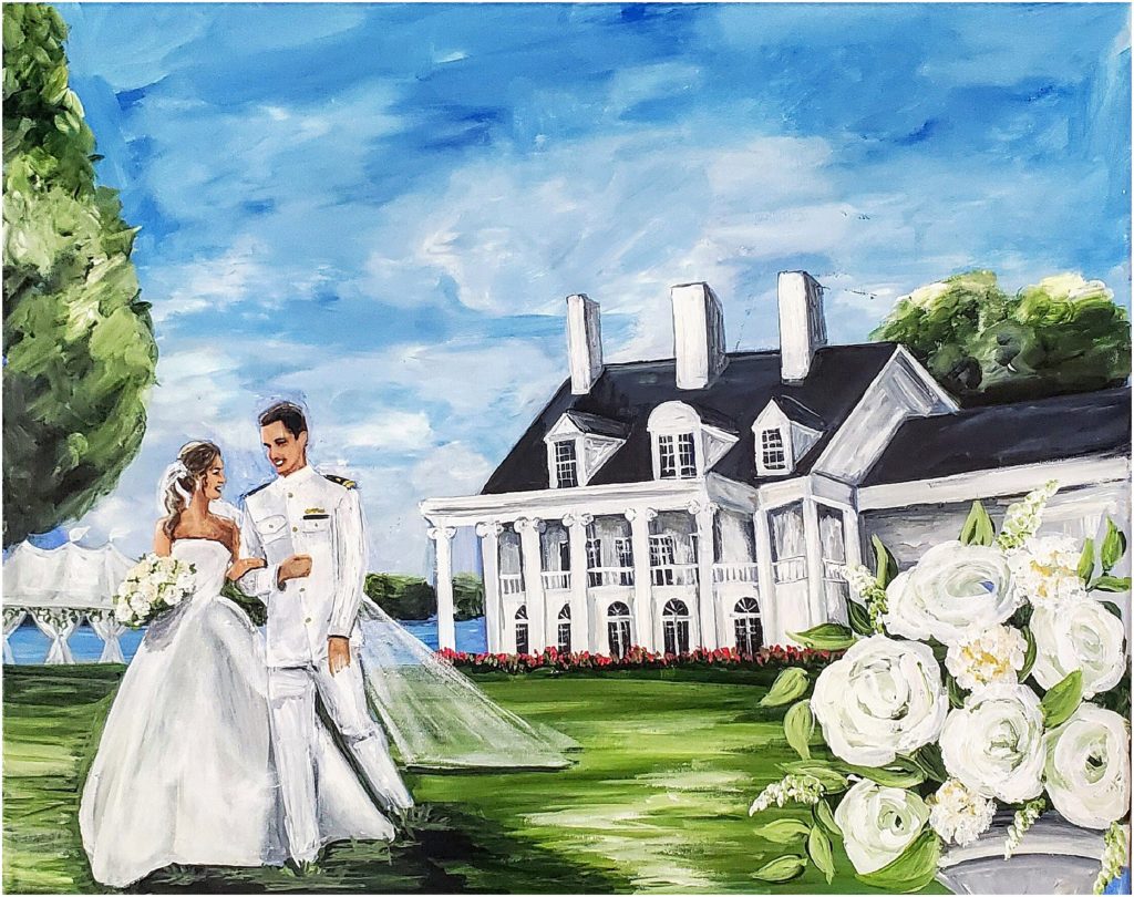 St. Michaels Maryland Live Wedding Painting at Kirkland Manor