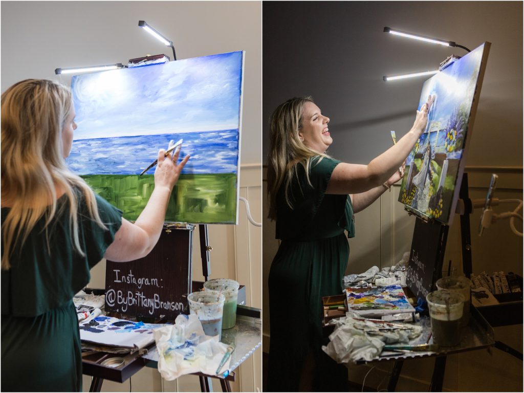 Live wedding painter Brittany Branson paints at the Chesapeake Bay Beach Club.